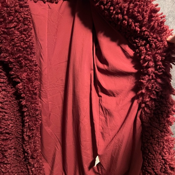Forever 21 Burgundy Faux Fur Coat - Picture 6 of 7